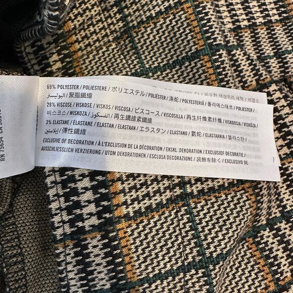 Abercrombie & Fitch High Rise Pull On Plaid Flare Pants | Black Tan | SZ S - Picture 9 of 10